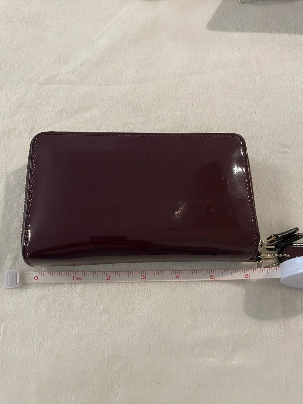 Coach Burgundy Patent Leather Zip Wallet